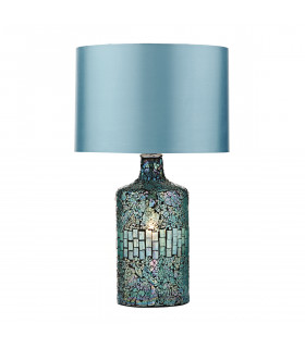 Table Lamp Blue Mosaic Dual Source complete with Round Drum Shade