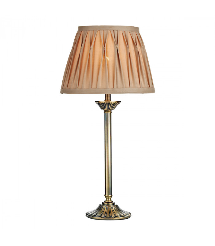 Table Lamp Antique Brass complete with Round Tapered Shade