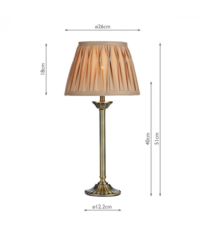 Table Lamp Antique Brass complete with Round Tapered Shade