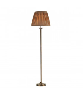 Floor Lamp Antique Brass complete with Round Tapered Shade