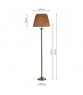 Floor Lamp Antique Brass complete with Round Tapered Shade