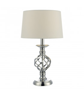 Touch Table Lamp Polished Chrome Twist Cage Base Complete With Ivory Round Tapered Shade