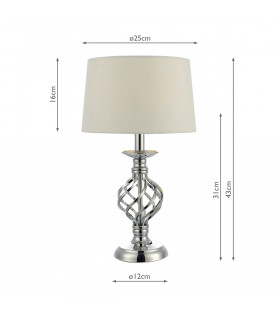 Touch Table Lamp Polished Chrome Twist Cage Base Complete With Ivory Round Tapered Shade