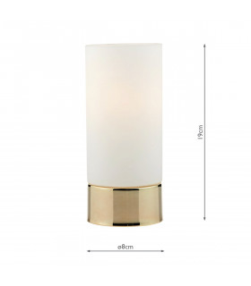 Cylindrical Touch Table Lamp Gold complete with Glass Shade