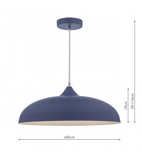 Dome Pendant Light Blue & White, 1x E27