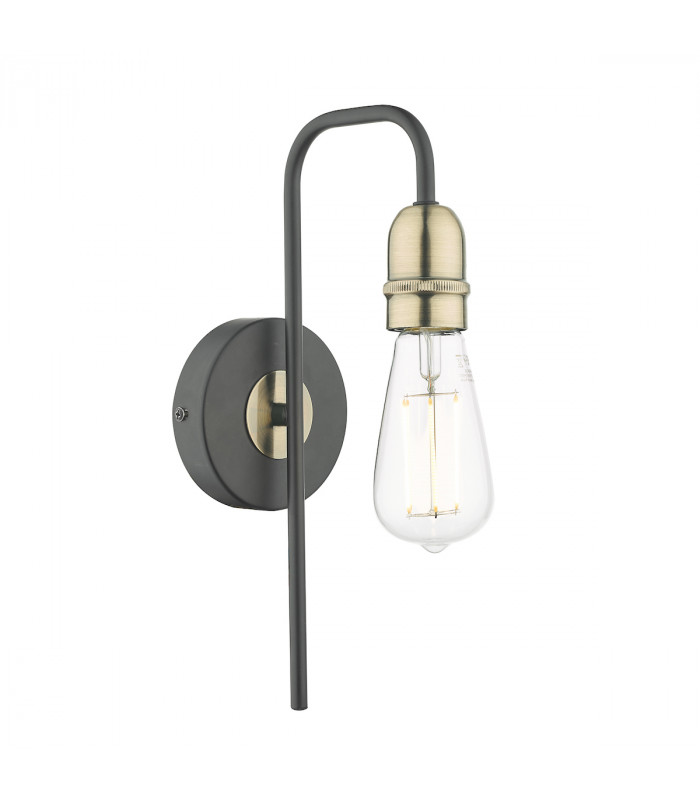 Wall Light Black & Antique Brass, 1x E27