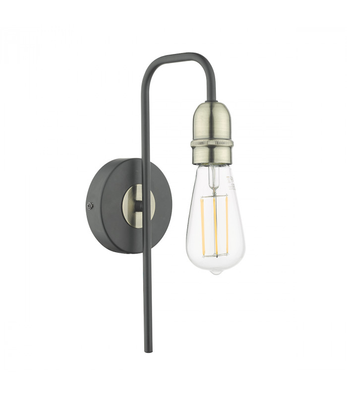 Wall Light Black & Antique Brass, 1x E27