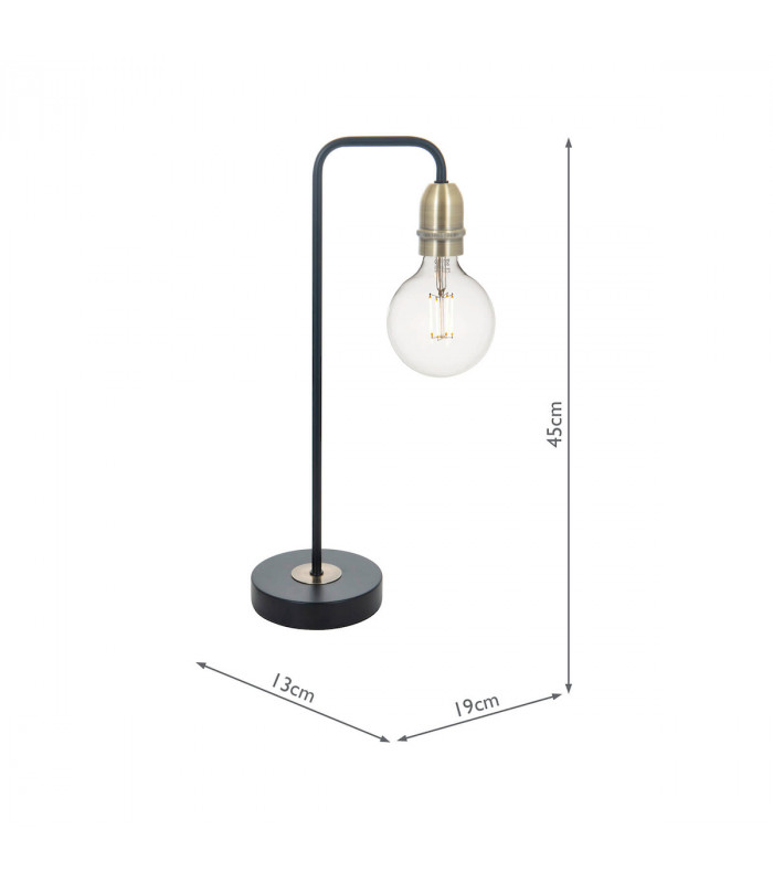 Table Lamp Black & Antique Brass