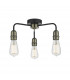 Flush Ceiling Light Black & Antique Brass, 3x E27