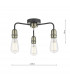 Flush Ceiling Light Black & Antique Brass, 3x E27