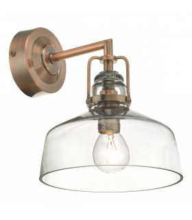 Wall Light Antique Copper Smoked Glass
