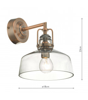 Wall Light Antique Copper Smoked Glass