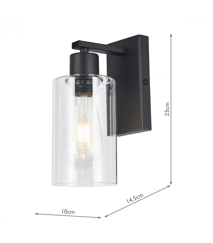 Wall Light Matt Black Glass