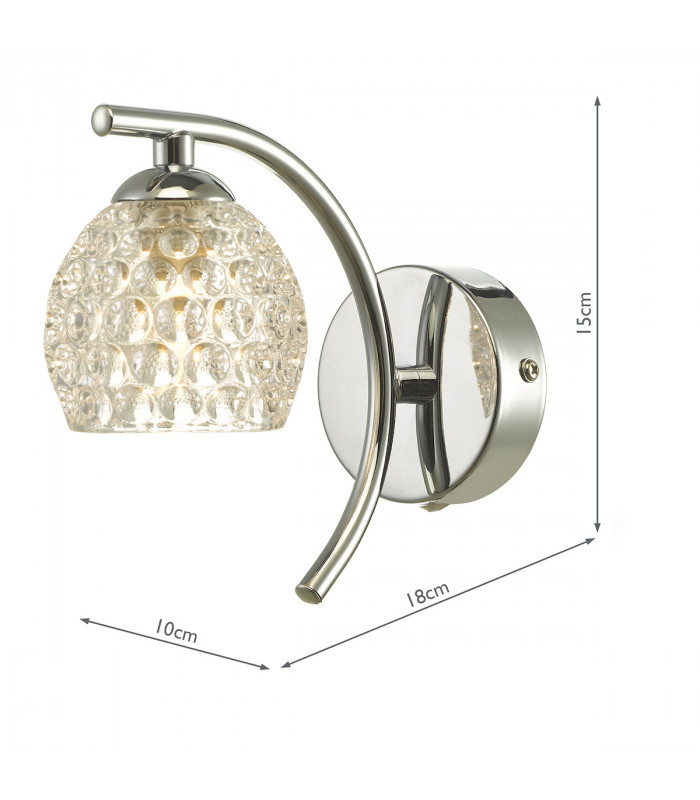 Wall Light Polished Chrome With Dimpled Glass