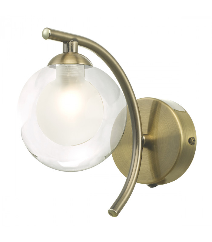 Wall Light Antique Brass With Clear, Opal Glass