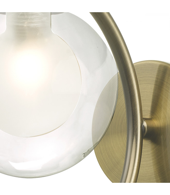 Wall Light Antique Brass With Clear, Opal Glass