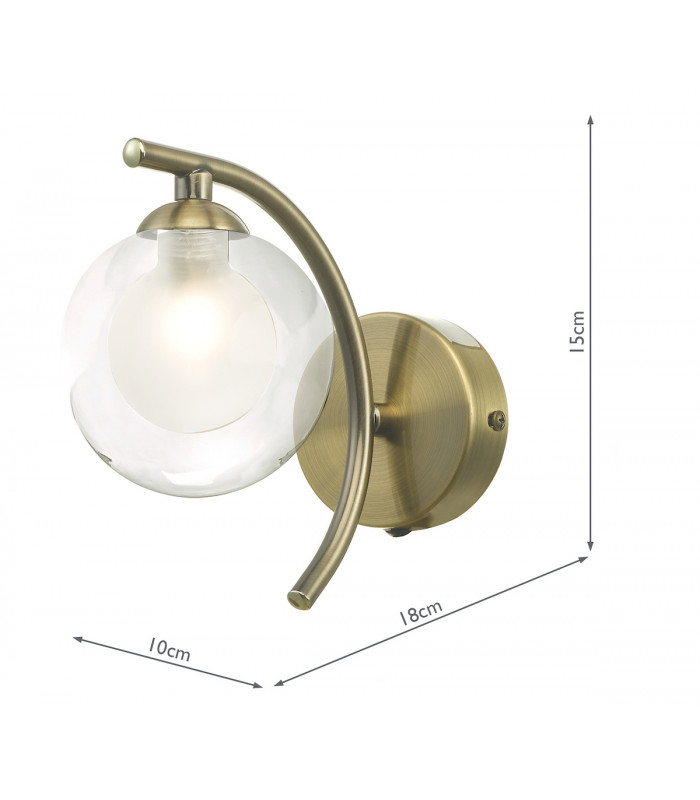 Wall Light Antique Brass With Clear, Opal Glass