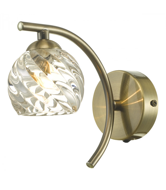 Wall Light Antique Brass With Twisted Open Glass