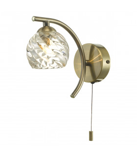 Wall Light Antique Brass With Twisted Open Glass