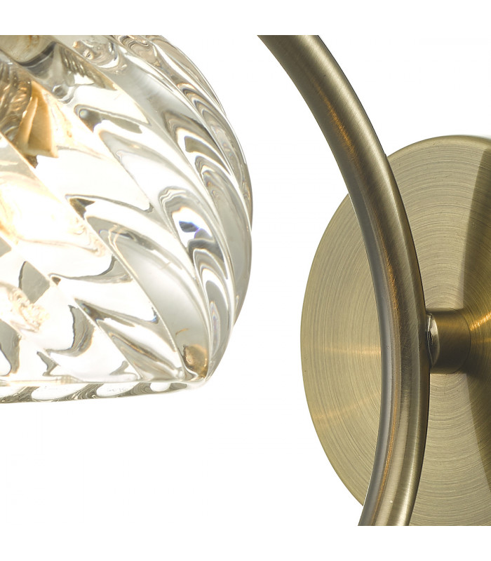 Wall Light Antique Brass With Twisted Open Glass