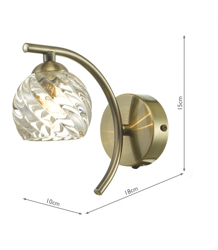 Wall Light Antique Brass With Twisted Open Glass