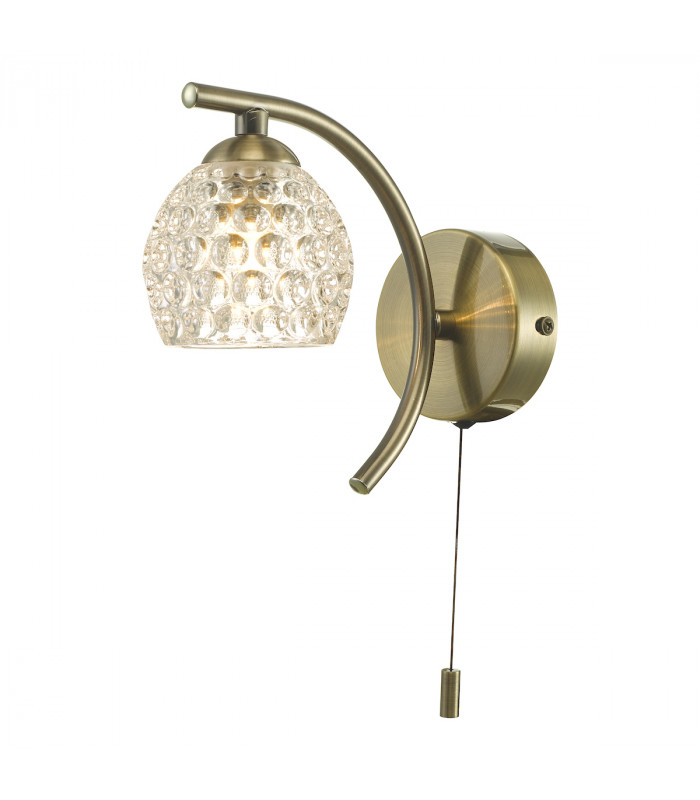 Wall Light Antique Brass With Dimpled Glass