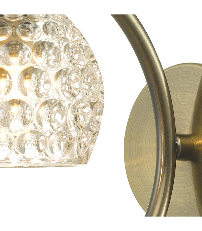 Wall Light Antique Brass With Dimpled Glass