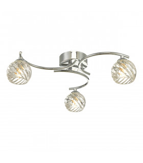 Semi Flush Ceiling Light Light Polished Chrome With Twisted Open Glass, 3x G9