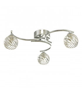 Semi Flush Ceiling Light Light Polished Chrome With Twisted Open Glass, 3x G9