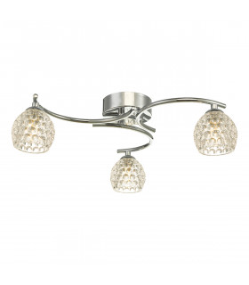 Semi Flush Ceiling Light Light Polished Chrome With Dimpled Glass, 3x G9