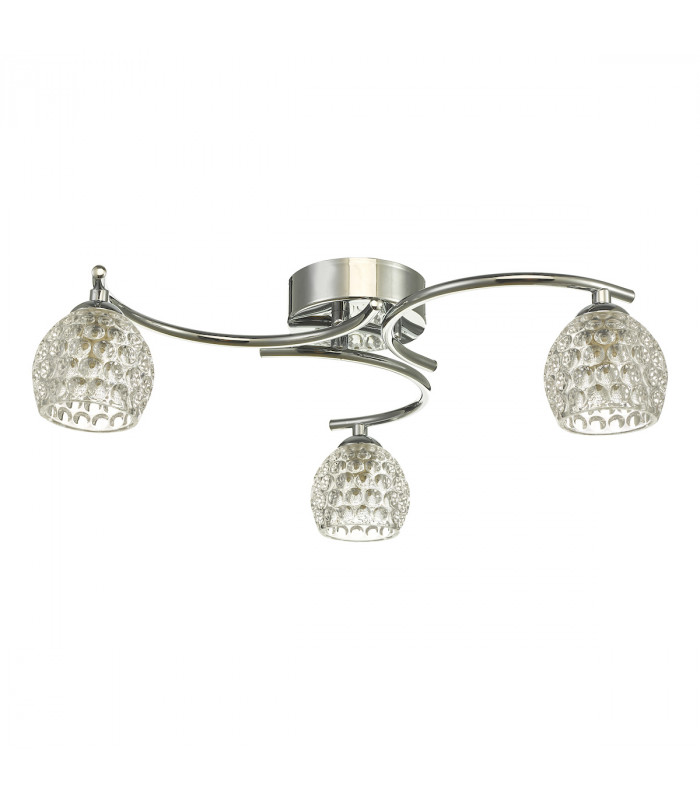 Semi Flush Ceiling Light Light Polished Chrome With Dimpled Glass, 3x G9