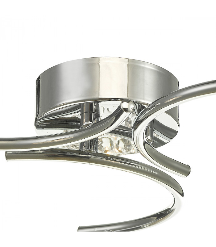 Semi Flush Ceiling Light Light Polished Chrome With Dimpled Glass, 3x G9