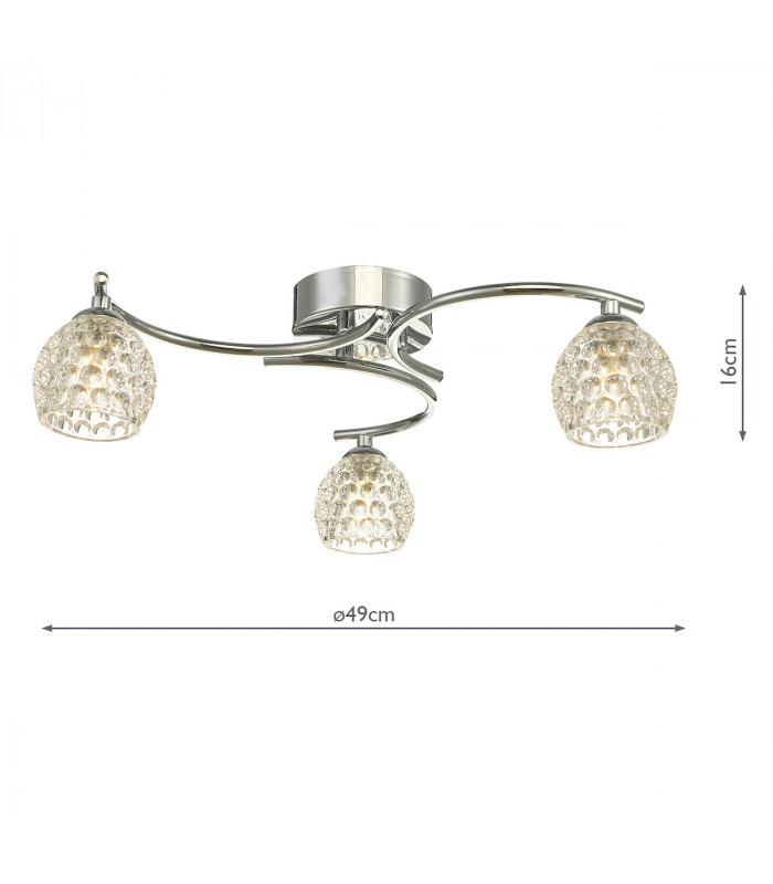 Semi Flush Ceiling Light Light Polished Chrome With Dimpled Glass, 3x G9