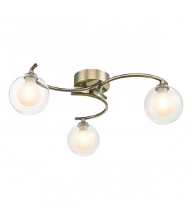 Semi Flush Ceiling Light Light Antique Brass With Clear, Opal Glass, 3x G9