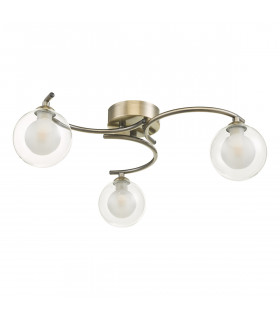Semi Flush Ceiling Light Light Antique Brass With Clear, Opal Glass, 3x G9