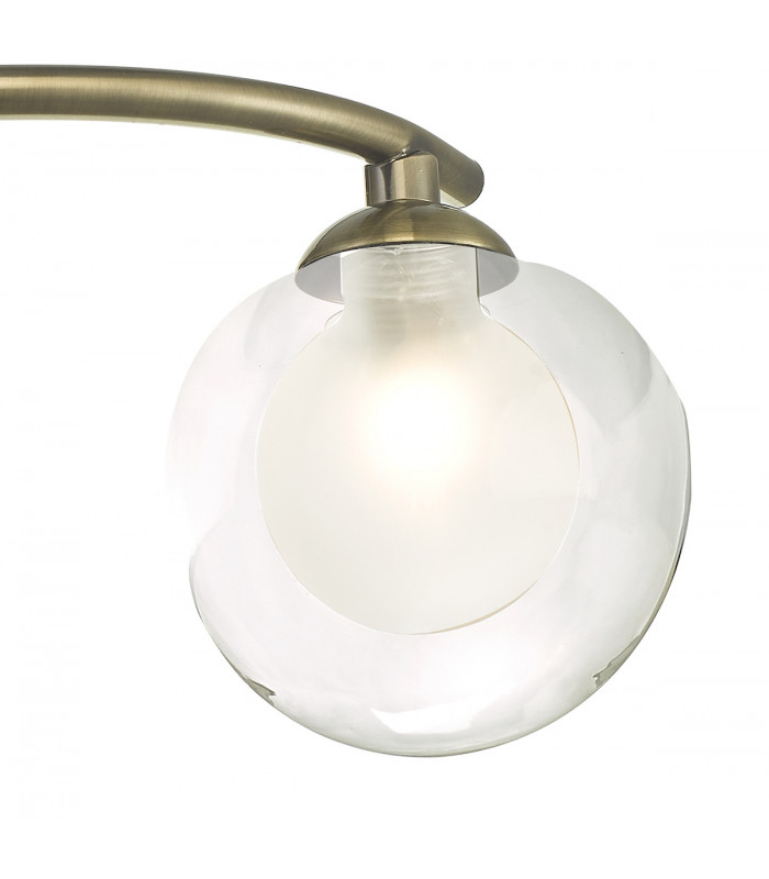 Semi Flush Ceiling Light Light Antique Brass With Clear, Opal Glass, 3x G9