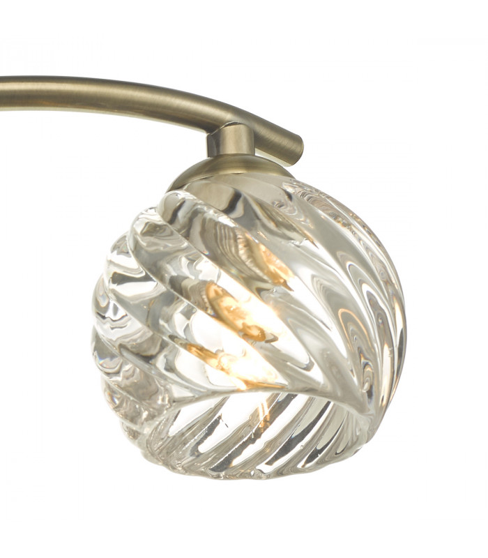 Semi Flush Ceiling Light Light Antique Brass With Twisted Open Glass, 3x G9