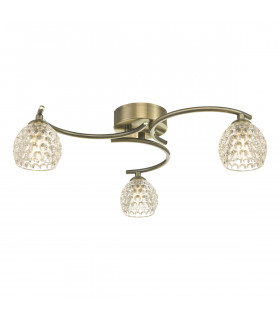 Semi Flush Ceiling Light Light Antique Brass With Dimpled Glass, 3x G9