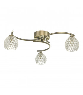 Semi Flush Ceiling Light Light Antique Brass With Dimpled Glass, 3x G9
