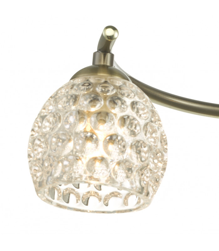 Semi Flush Ceiling Light Light Antique Brass With Dimpled Glass, 3x G9
