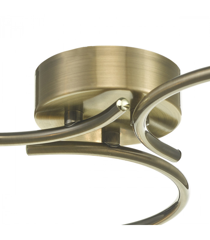 Semi Flush Ceiling Light Light Antique Brass With Dimpled Glass, 3x G9