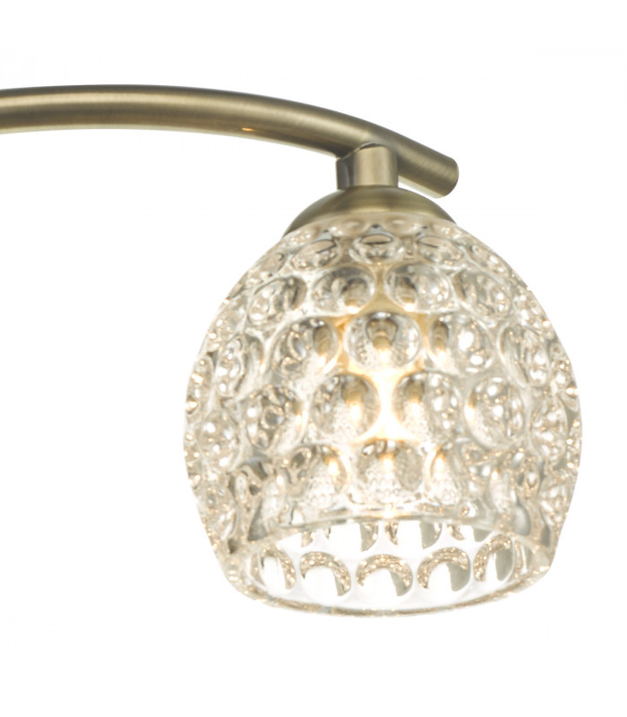 Semi Flush Ceiling Light Light Antique Brass With Dimpled Glass, 3x G9