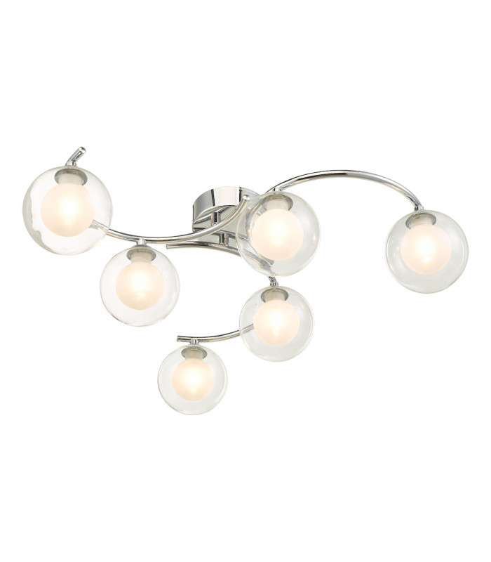 Semi Flush Ceiling Light Light Polished Chrome With Clear, Opal Glass, 6x G9
