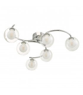 Semi Flush Ceiling Light Light Polished Chrome With Clear, Opal Glass, 6x G9