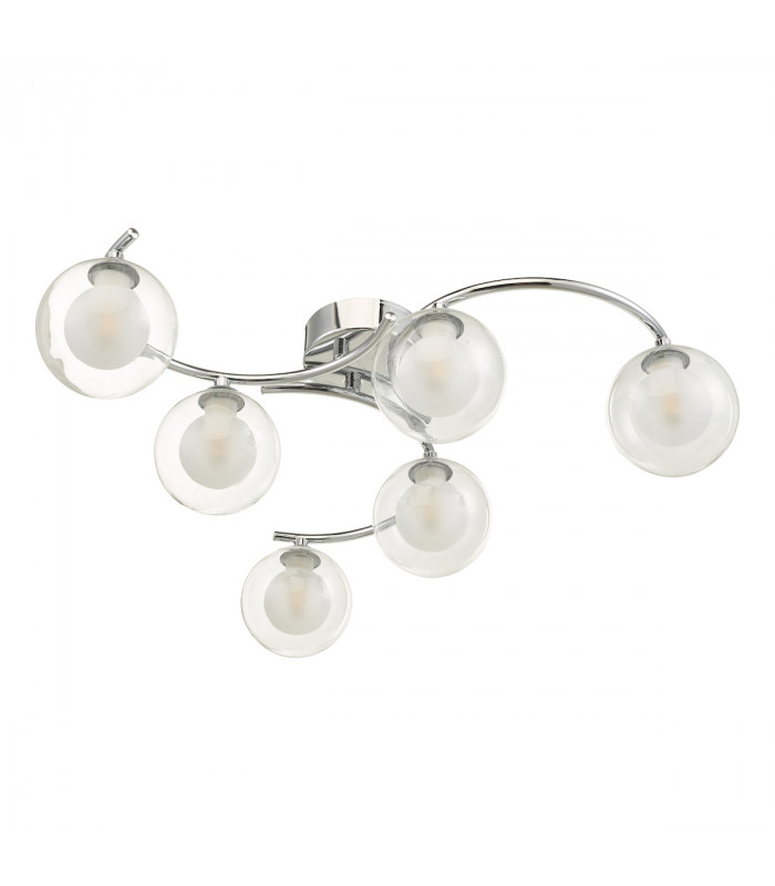Semi Flush Ceiling Light Light Polished Chrome With Clear, Opal Glass, 6x G9