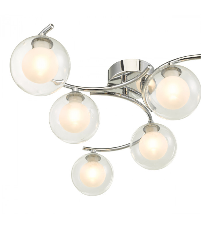 Semi Flush Ceiling Light Light Polished Chrome With Clear, Opal Glass, 6x G9