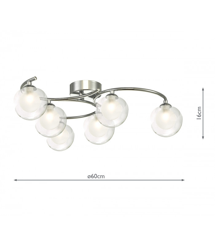 Semi Flush Ceiling Light Light Polished Chrome With Clear, Opal Glass, 6x G9