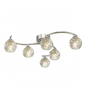 Semi Flush Ceiling Light Light Polished Chrome With Twisted Open Glass, 6x G9