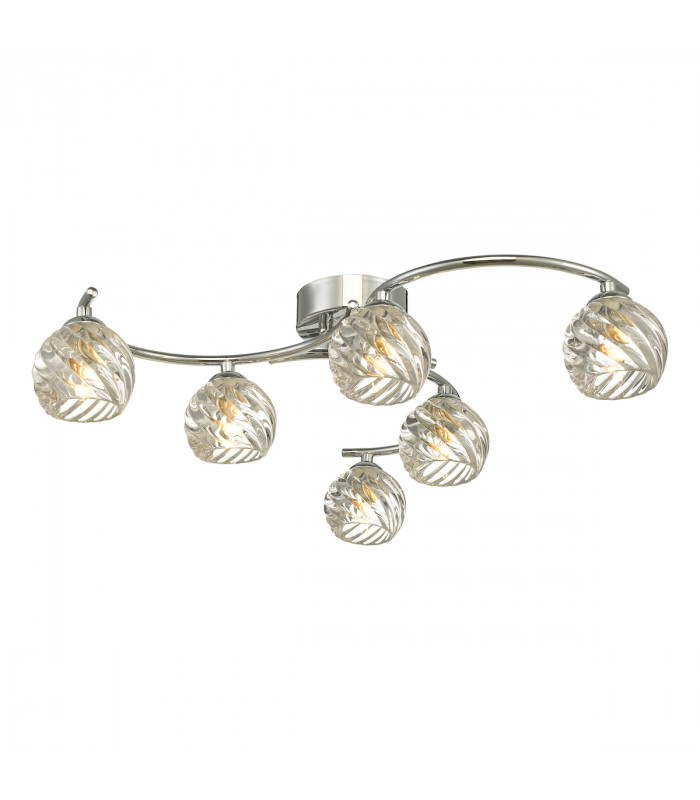 Semi Flush Ceiling Light Light Polished Chrome With Twisted Open Glass, 6x G9
