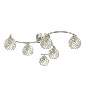 Semi Flush Ceiling Light Light Polished Chrome With Twisted Open Glass, 6x G9